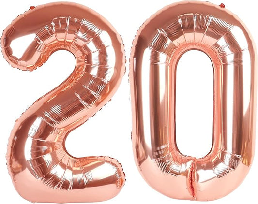 Numbers Rose Gold Balloon 40 Inch, Large Happy 20th Birthday Decorations for Women, Foil Balloon Number for Wedding Marriage Proposa Big Events Family Reunions Party Supplies