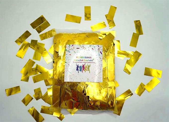 Gold Confetti Metallic Rectangle Glitter Papers 1.1 lb - Flame Retardant Foil Confetti Great for Birthday Parties,Concerts,Celebrations,Weddings,Graduation Ceremonies