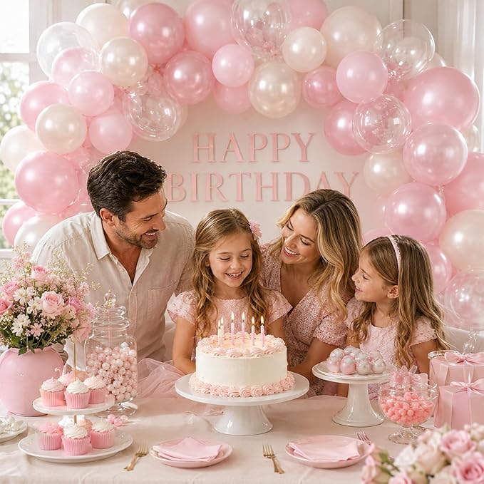 Pink Balloons, 60Pcs Pink and White Balloon, 12 Inch Latex Pastel Pink Balloons Helium for Women Girls Birthday Baby Shower Bridal Shower Gender Reveal Romantic Wedding Engagement Party Decorations