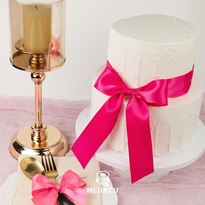 Pink Satin Ribbon 1-1/2 Inch Assorted Double Faced Pink Ribbon Set for Flower Bouquet, Gift Wrapping, Wedding Invitation, Bridal Shower Decor, Hair Bows and Crafts, 6 Rolls Total 30 Yards