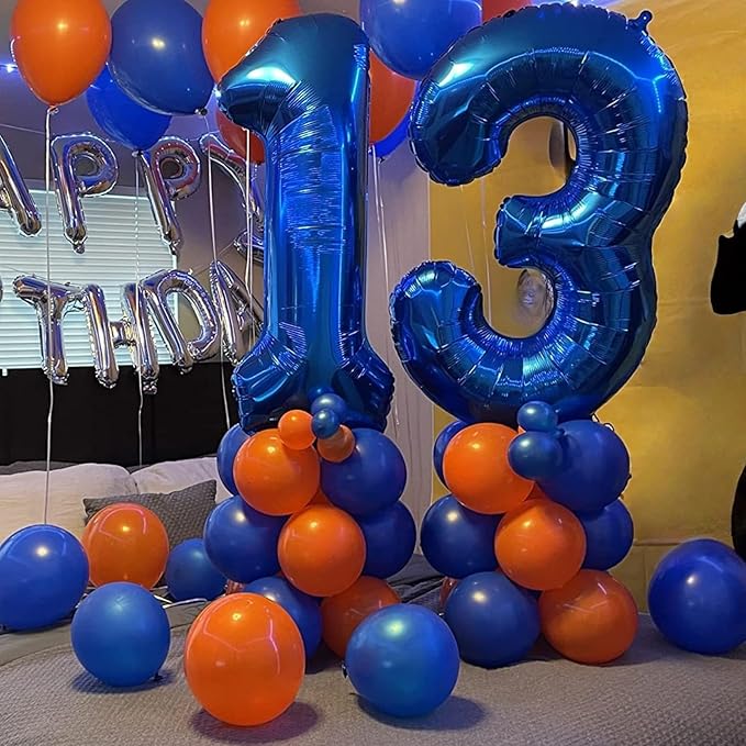 Navy Blue Number 6 Balloon, 40In Large Royal Blue Foil Number Balloons Set 0-9 for Men, Self Inflating Dark Blue Digital 6 Helium Balloon for Boys 6th Birthday Anniversary Party Decoration Supplies