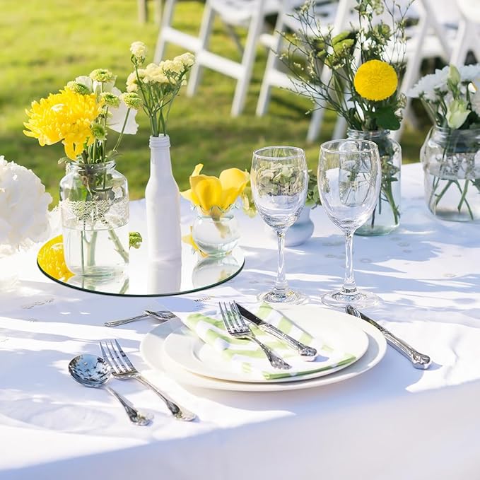 16Pack Round Mirror Centerpieces, 2mm, 12inch Acrylic Circle Mirrors Table Plates Candle Plate for Centerpieces Decorations, Mirrors Tray Candle Plate for Wedding Centerpieces, Wall Decor, Crafts