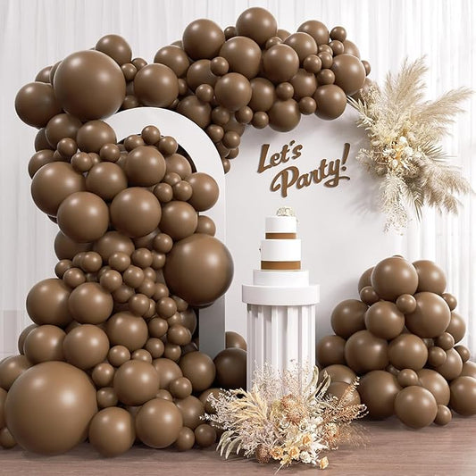 Awenztech 110pcs Brown Balloons, 18 12 10 5 inch Brown Balloons Different Sizes Balloon Garland for Netural Baby Shower Woodland Jungle Safari Birthday Party Decorations
