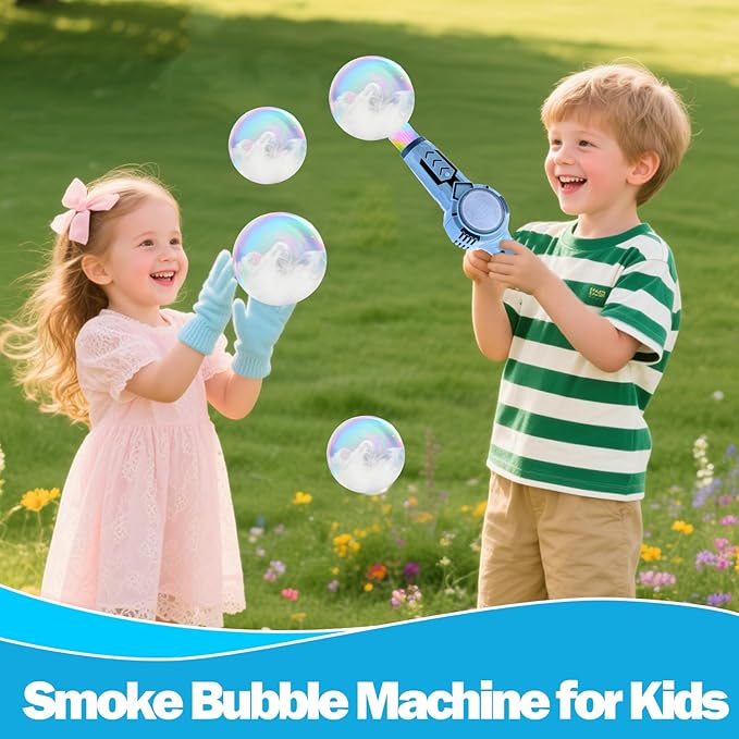 Vodolo 2PCS Colorful Bubble Machine with Smoke for Kids
