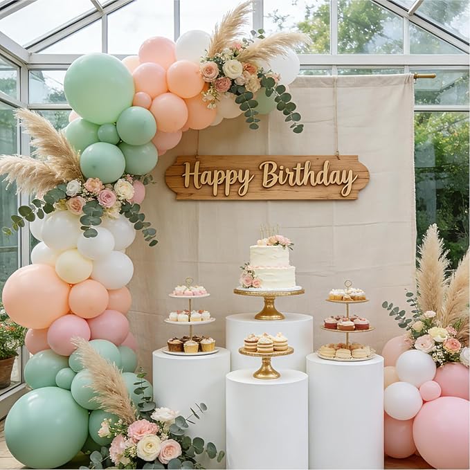 Sage Green Pink Balloons,50Pcs 12 Inch Pastel Light Pink Dusty Sage Green Nude Sand White Boho Balloons for Baby Shower Birthday Bridal Shower Wedding Tea Party Decorations