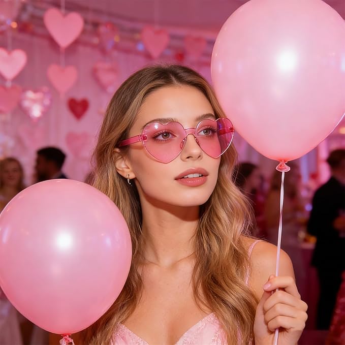 14/42 Pack Heart Sunglasses for Women, Fun Cute Rimless Transparent Candy Color Heart Glasses Party Favors