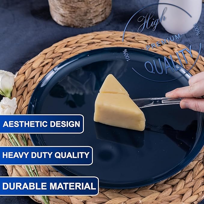 PARTY BARGAINS Disposable Cutlery Set 720-Piece – Sapphire Settings Clear Plastic Forks Spoons Knives – Heavy-Duty Utensils for Parties Catering Weddings & Events – BPA Free