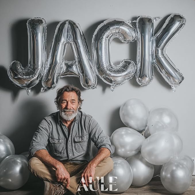 AULE 40 Inch Big Letter Balloon Silver J Large Foil Helium Alphabet Balloons A-Z for Birthday Anniversary Graduation New Year Party Decoration Supplies
