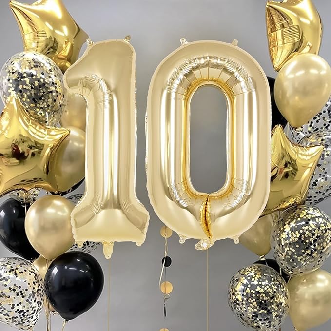 Champagne Gold Large Number 0 Balloon, 40 Inch Light Gold Foil Helium Number Balloons, Giant Mylar Number 0 Balloons for Birthday Party Anniversary Decorations