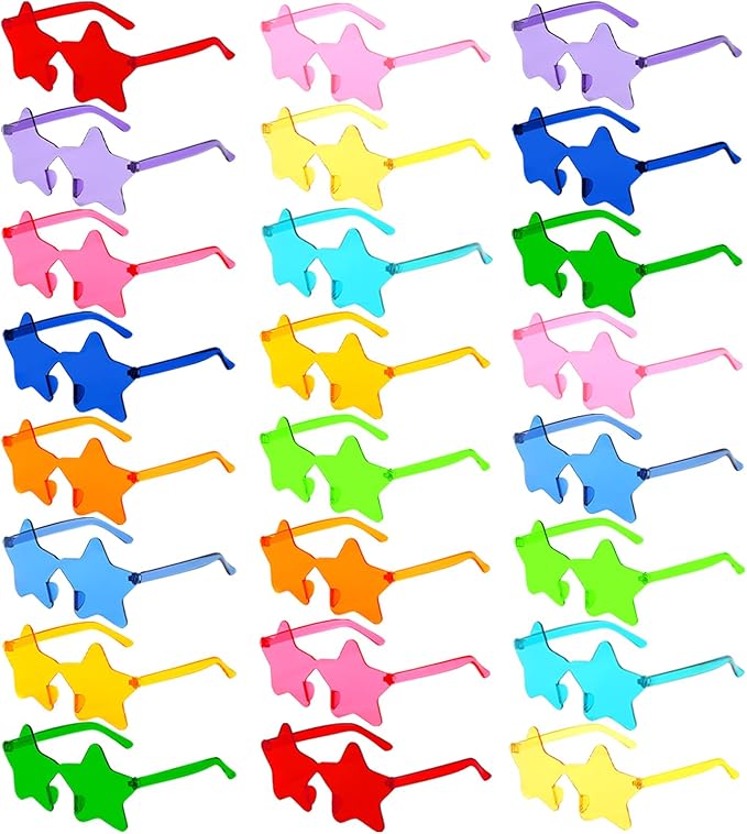 12/24 Pack Rimless Star Sunglasses for Women Men, Fun Pentagram Glasses Colorful Sunglasses Party Favors Set