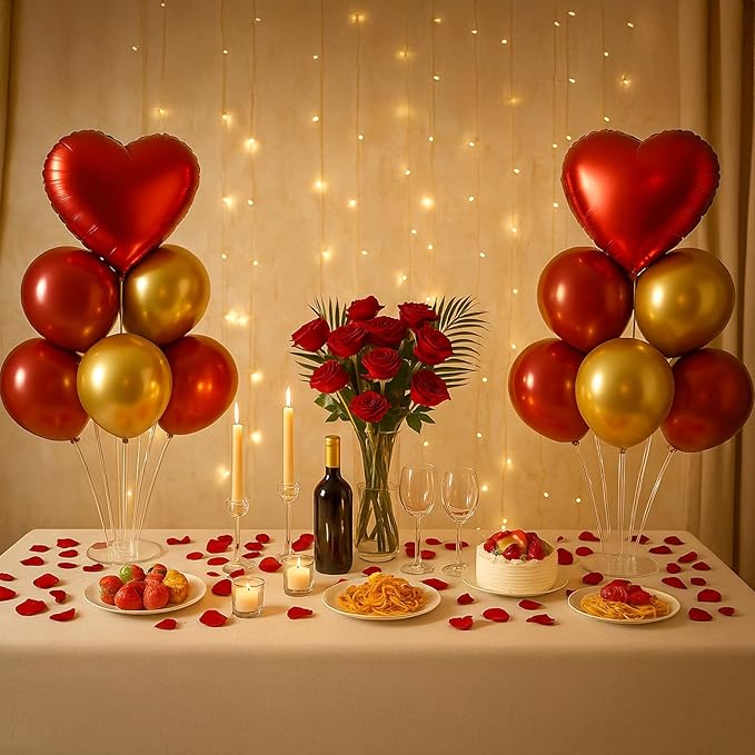 6pcs Balloon Stands Kit Table Centerpiece Table Decorations for Valentine's Day Wedding Proposal Decoration Party Decorations (Red Heart)