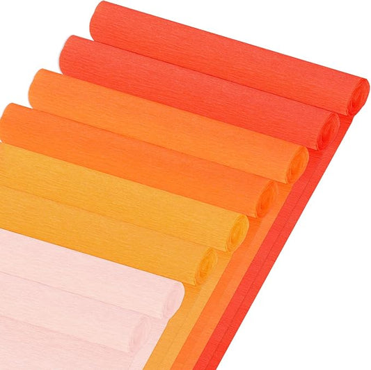 Whaline 8 Rolls 65.6 Ft Orange Crepe Paper Streamers 25 x 250 cm 4 Colors Gradient Orange Party Decoration Streamer Roll for DIY Gift Wrapping Room Wall Decor Crafts