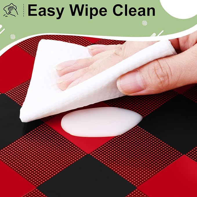 misaya 5 Packs Christmas Buffalo Disposable Table Cloth, 54 x 108 Inch Waterproof Plastic Tablecloth, Rectangle Black and Red Checkered Table Covers for Picnic, Birthday, Party