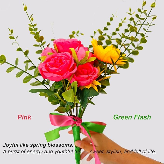 Double Faced Satin Ribbon, 1-1/2 Inch 30 Yards, Pink & Green Flash Two-Tone Ribbon for Gift Wrapping, Flower Bouquet, Bow, Hair, Wedding, DIY Crafts, Holiday Party Decorations