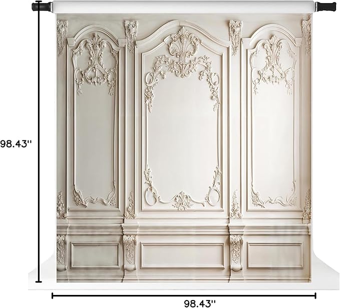 Kate Elegant Grey Wall Photo Backdrop Classic European Architectural Photography Background for Weddings and Portraits, 8x8ft