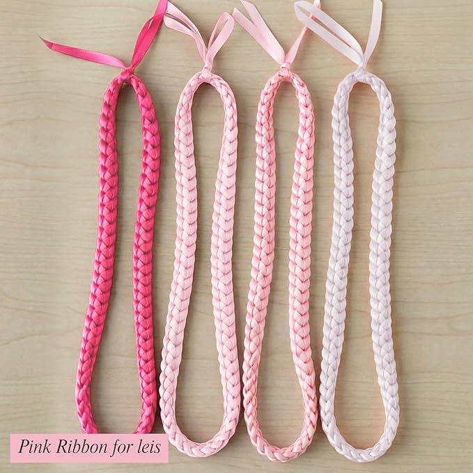 woric 120 Yards Pink Satin Ribbon 3/8 Inch x 4 Rolls, 30 Yd/Roll Mothers Day Craft Thin Ribbon for Graduation Leis Gift Wrapping Hair Bows Baby Bridal Shower Wedding Decor