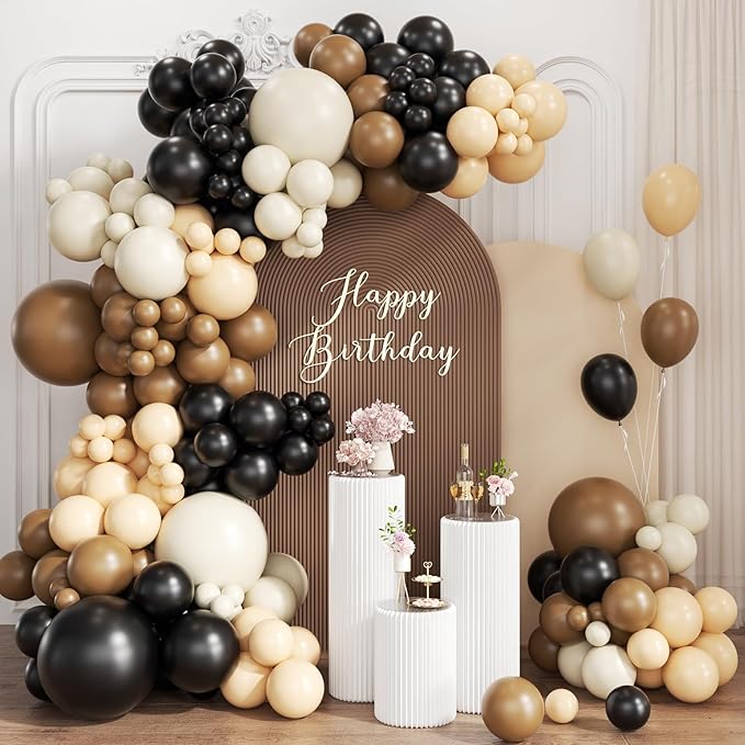 Black Brown Nude White Balloon Garland Arch Kit, 167Pcs Western Cowboy Balloons for Boy First Rodeo Wild West Country Birthday Farm Boho Chic Baby Shower Wedding Party Decorations