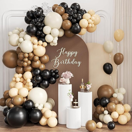 Black Brown Nude White Balloon Garland Arch Kit, 167Pcs Western Cowboy Balloons for Boy First Rodeo Wild West Country Birthday Farm Boho Chic Baby Shower Wedding Party Decorations