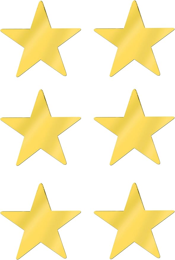Beistle , 6 Piece Jumbo Foil Star Cutouts, 20" (Gold)