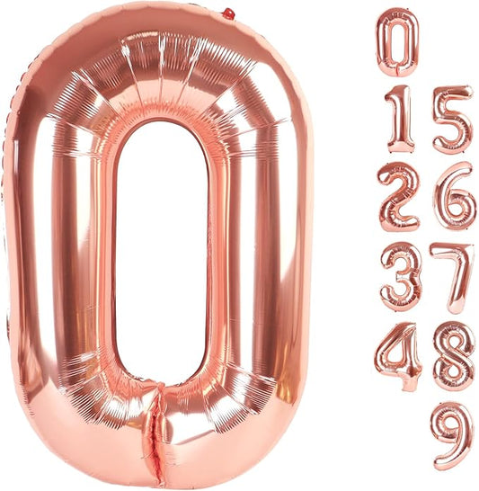 Number 0 Balloons 40 Inch Rose Gold Number Balloons for 10 20 30 40 50 60 70 80 90 100 Numbers Balloon Birthday Decorations Wedding Event Baby Shower