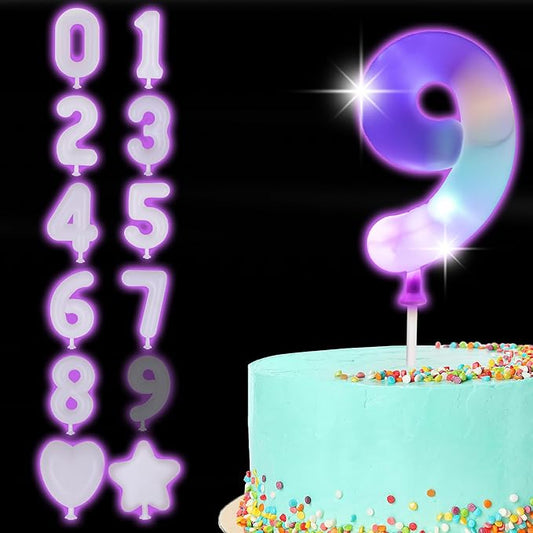 ArtCreativity LED Numeric Birthday Cake Topper - Light Up Number Cake Toppers with 3 Eye-Catching Modes - Anniversary and Birthday Cake Decorations - LED Cake Decor for Any Age (#9)