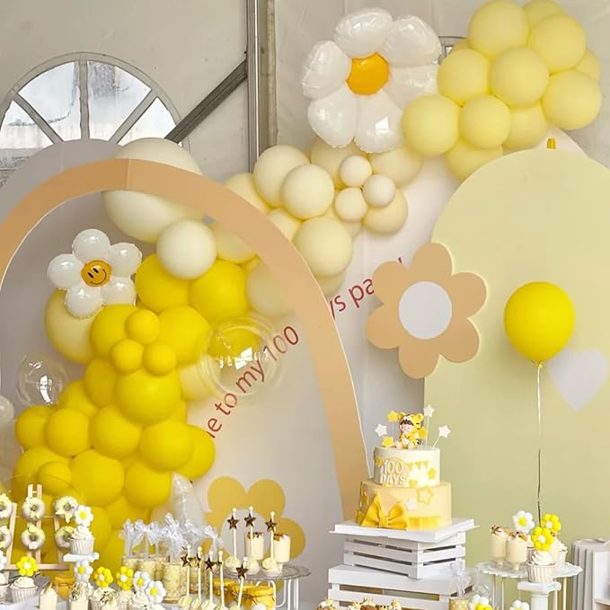 Voircoloria 90pack Lemon Yellow Balloons Different Size 18/12/10/5 Inch Yellow Balloon Garland Arch Kit for Graduation, Wedding, Birthday, Princess Theme, Baby Shower, Anniversary Party Decorations
