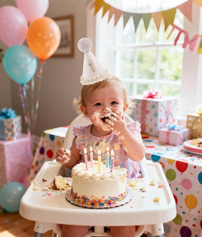 Bow Half Birthday Hat for Her – Pink 1/2 Crown, Half Way to One Bday Baby Girl Party Hat Decor, Cake Smash Outfit
