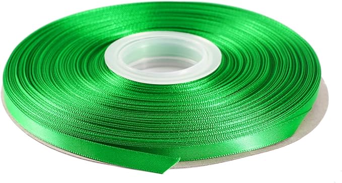 ITIsparkle 1/4" Inch Double Faced Satin Ribbon 50 Yards-Roll Set for Gift Wrapping Scrap Books Party Favor Hair Braids Baby Shower Decoration Floral Arrangement Craft Supplies, Emerald Ribbon