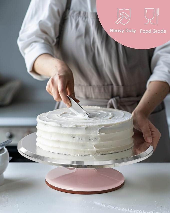 Kootek Aluminium Alloy Revolving Cake Stand 12 Inch Rotating Cake Turntable for Cake, Cupcake Decorating Supplies for Mother's Day