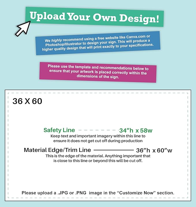 CustomForMe Personalized Vinyl Banner – Vinyl Printed Customizable Banner for Indoor and Outdoor Use (3'x5')