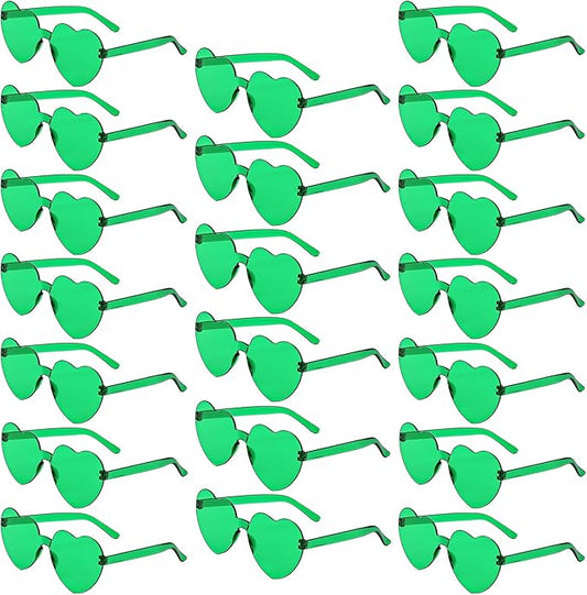 20 Pairs Heart Shaped Sunglasses Bulk, Colorful Rimless Fun Heart Sunglasses for Women Party Favors
