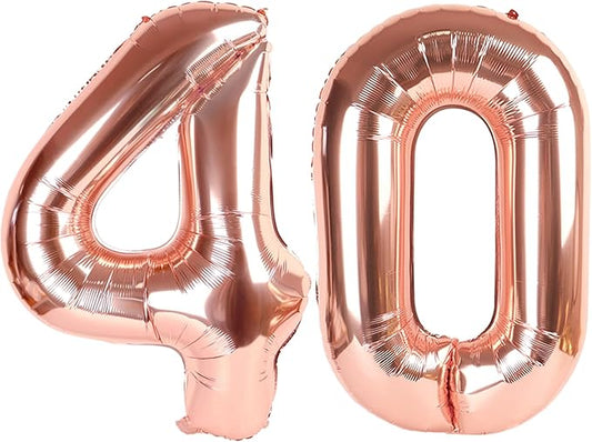 Numbers 40 Balloons, 40 Inch Rose Gold 40th Birthday Decoration for Women & Men, Large Foil Party Decorations for Engagement Celebration Memorial Day's Supplies