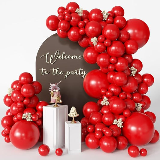 Red Balloons 125 Pcs Balloon Different Sizes 18 Inch 12 Inch 10 Inch 5 Inch Red Balloons Arch Kit Garland for Birthday Party Baby Shower Graduation Christmas Valentines Day Decorations