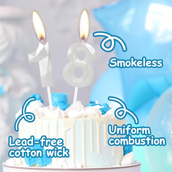 Number 3 Candles,3rd Birthday Candles,White Happy Birthday Candle for Cake,3D Design Cake Topper Decorations for Girl Women Pet Birthday Party Wedding Anniversary Celebration Supplies