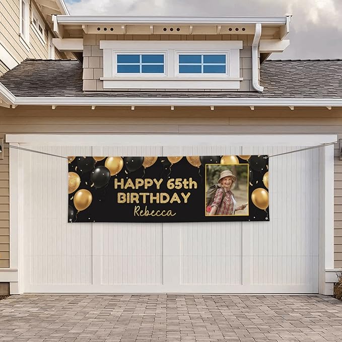 Happy Birthday Banner Personalized Name Photo Age Custom Birthday Banners and Signs Customize for Birthday Party Decoration 6'x2'