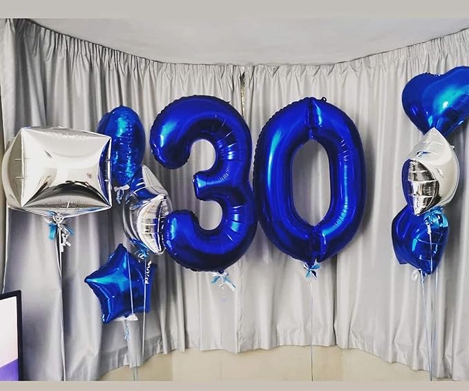 40 Inch Navy Blue 30 Number Balloons Giant Jumbo Huge 30 Foil Mylar Helium Number Digital Balloons Dark Blue Birthday Mylar Digital Balloons Dirty 30th Birthday Party 30th Anniversary Events Party
