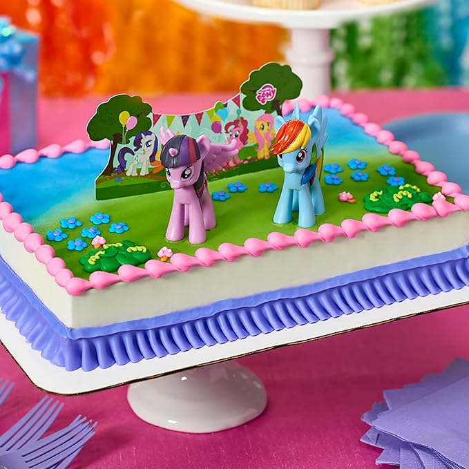 DecoPac My Little Pony Cake Topper, 3-Piece Cake Decorations with Rainbow Dash and Twilight Sparkle Ponies for Fun After the Birthday Party, 3"