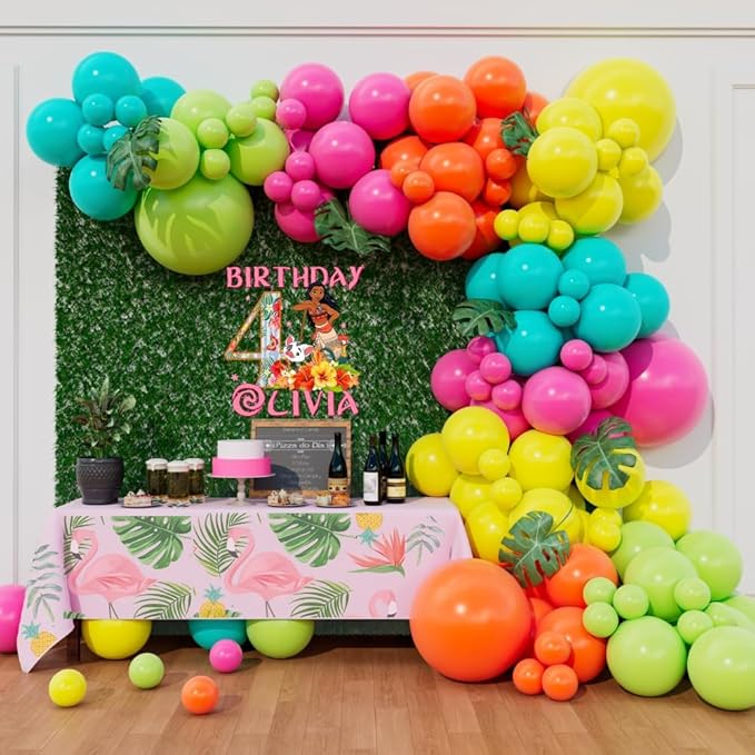 Tropical Balloon Arch Garland Kit for Summer Pool Splish Splash Party Cartoon Princess Birthday Girl Bridal Shower Girls Aloha Hawaiian Luau Birthday Party Decorations (Tropical)