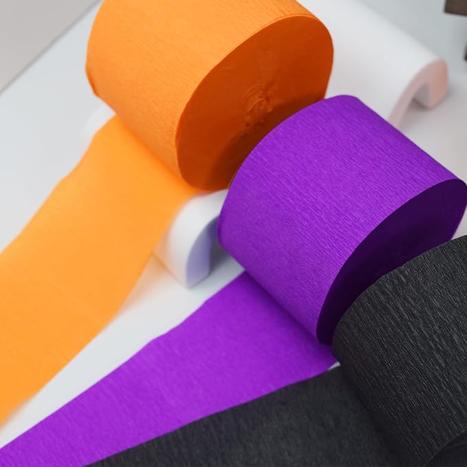 FOONEA Halloween Crepe Paper Streamers - 6 Rolls 492ft Colorful Crepe Paper for Halloween Party, Wedding, Birthday & Baby Shower Decorations