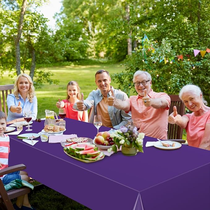 3Pcs Deep Purple Tablecloth,Disposable Plastic Tablecloths,Waterproof Purple Rectangle Table Cover for Graduation Birthdays Weddings Anniversary Party Decorations,54 x 108 Inch