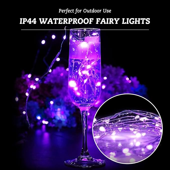 24 Pack Fairy Lights - Battery Operated 7FT 20LED Waterproof Silver Wire Christmas Lights for Indoor/Outdoor Decorations