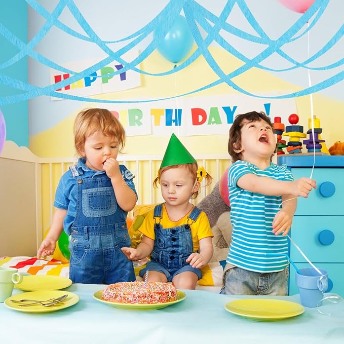 8 Rolls Blue Crepe Paper Rolls Party Paper Streamers Easter Party DIY Photo Booth Backdrop for Winter Birthday Baby Shower Wedding Party Decorations（Total 656ft, 1.8Inch x 82Ft/Roll）