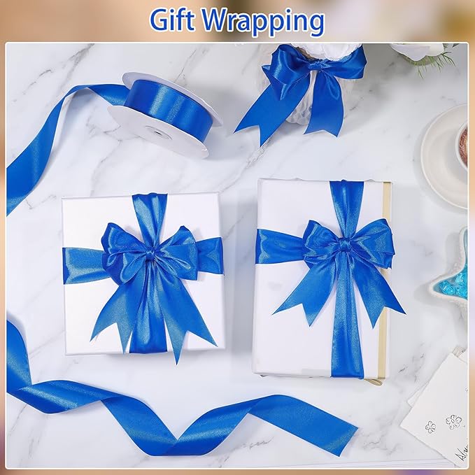 woric Royal Blue Ribbon 1 1/2 Inch 60 Yards Blue Satin Ribbons for Graduation Leis Flower Roses Bouquet Bows Making Gift Wrapping Birthday Party Decorations