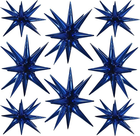 TONIFUL 8 Pcs Navy Blue Foil Star Balloons Large Mylar Explosion Balloons for Party Backdrop Christmas New Year Birthday Wedding Baby Shower Anniversary Photo Booth Supplies