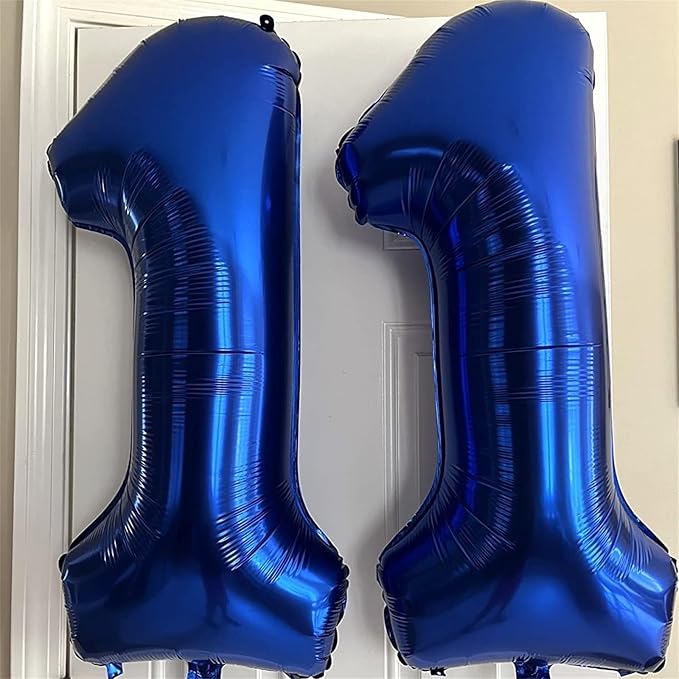 Navy Blue Number 1 Balloons, 40 In Large Dark Blue Number 1 Foil Helium Balloons for Men, Self Inflating Royal Blue Number Balloons 0-9 for Boys 1st 10th Birthday Anniversary Party Decoration