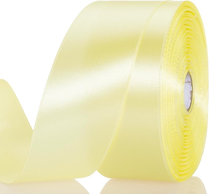 YASEO 1 1/2 Inch Baby Maize Solid Satin Ribbon, 50 Yards Craft Fabric Ribbon for Gift Wrapping Floral Bouquets Wedding Party Decoration