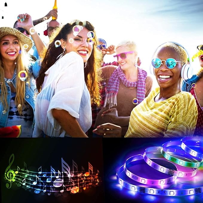RUISHINE Battery Operated LED Strip Lights 20ft, Battery Powered LED Strip Lights for Bedroom Color Changing APP Remote, USB Led Lights for TV, Room, Kitchen, Party