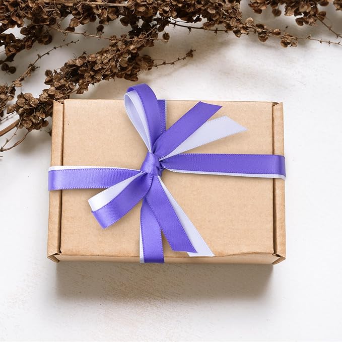 Purple Satin Ribbon 3/8 Inch Wide Lavender Light Purple Lilac Ribbon Assorted Solid Color Double Faced Satin Ribbon for Flower Bouquet Wedding Invitation Crafts Gift Wrapping Hair Bows - 60Yds