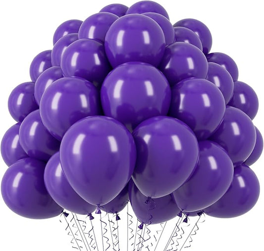 Voircoloria 110pcs Dark Purple Balloons 12inch Deep Purple Latex Party Balloons for Halloween, Graduation, Wedding, Birthday, Baby Shower, Anniversary, Valentine's Day Party Decorations