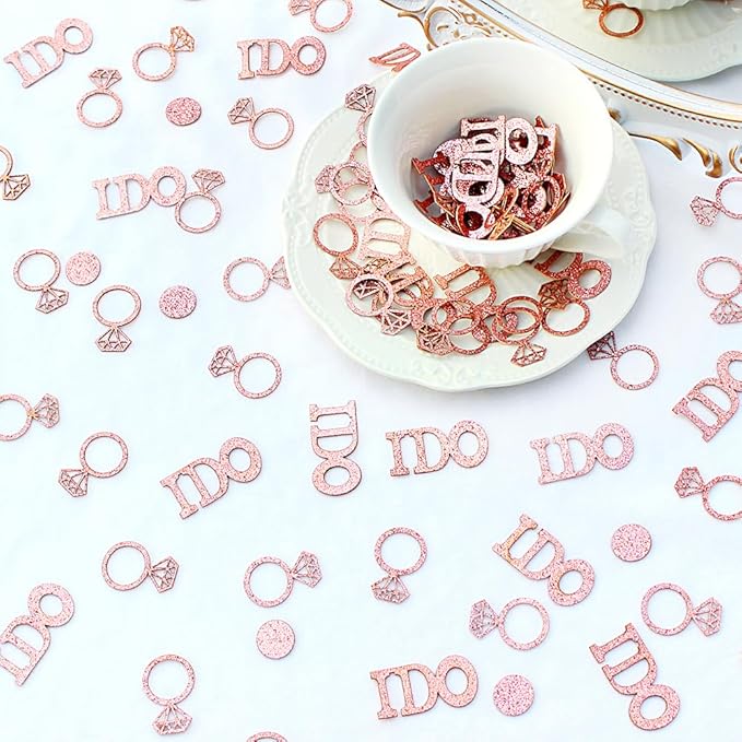 Rose Gold Bridal Shower Confetti for Tables Ring I Do Wedding Confetti for Engagement Valentine’s Day Bachelorette Party Decorations